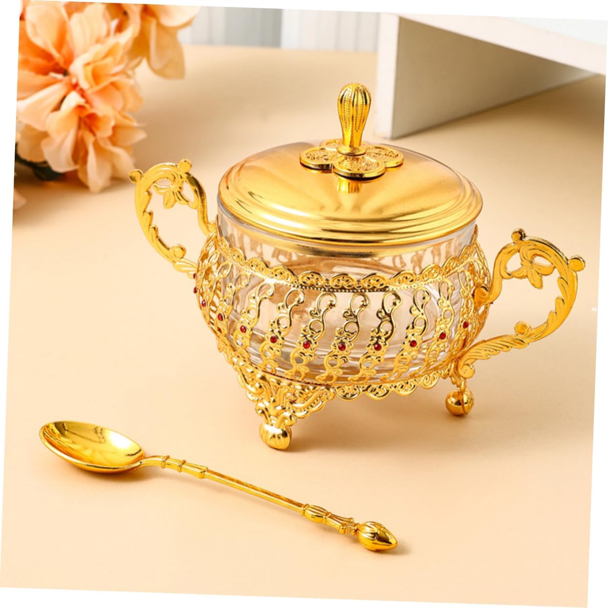 Kitchen Gadgets Gold - Azucarero con tapa y cuchara, tarro