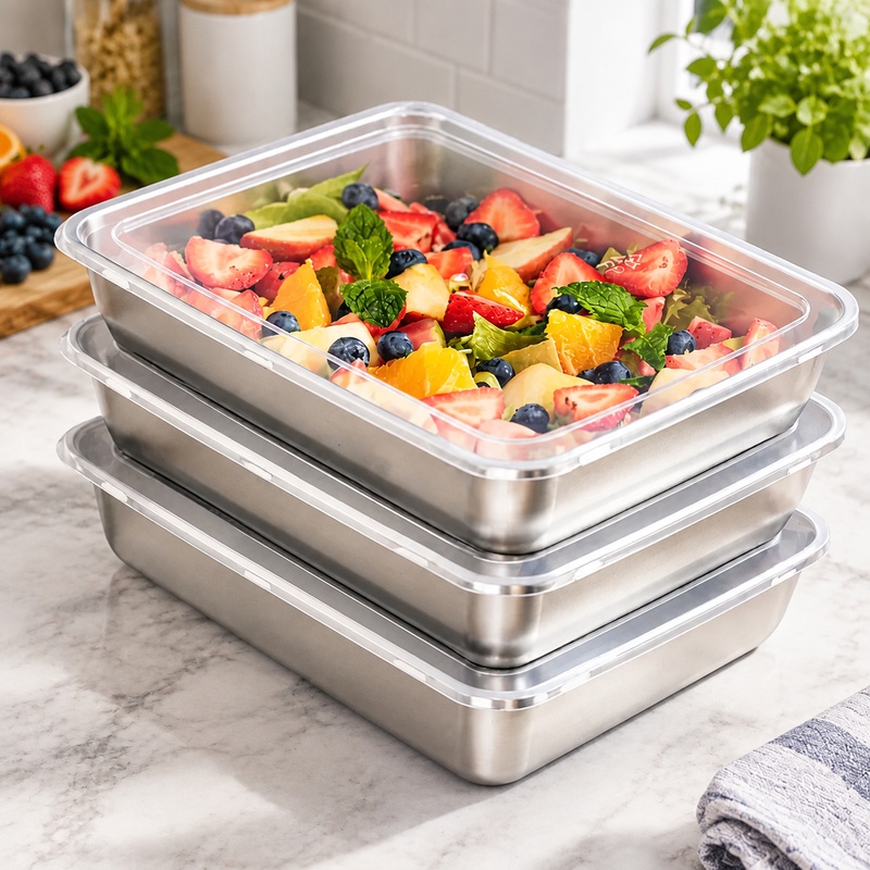 Kitchen Gadgets Organizer - Paquete de tres recipientes de acero