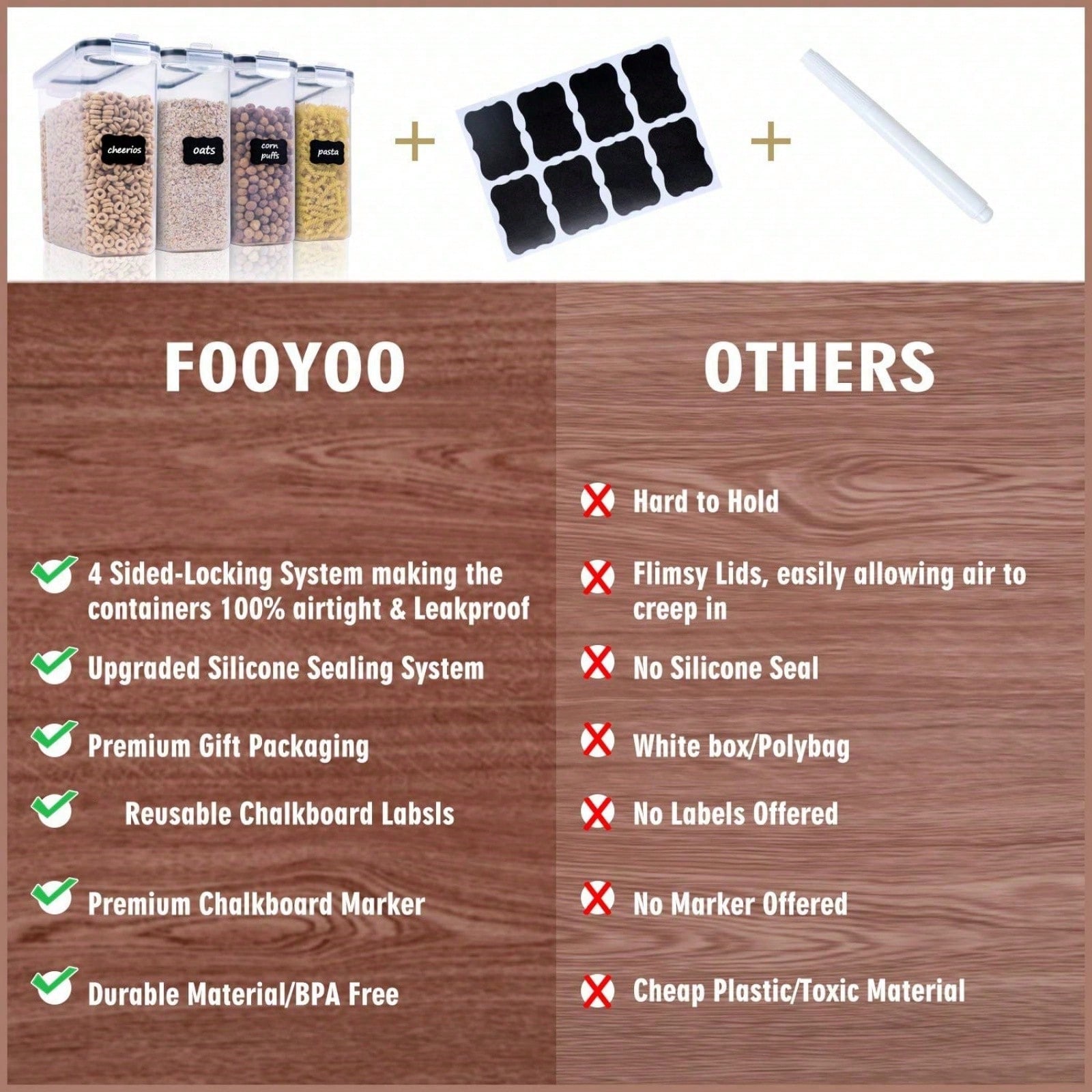 Juego de 4 recipientes herméti - Kitchen Gadgets Organizer reseña y precio