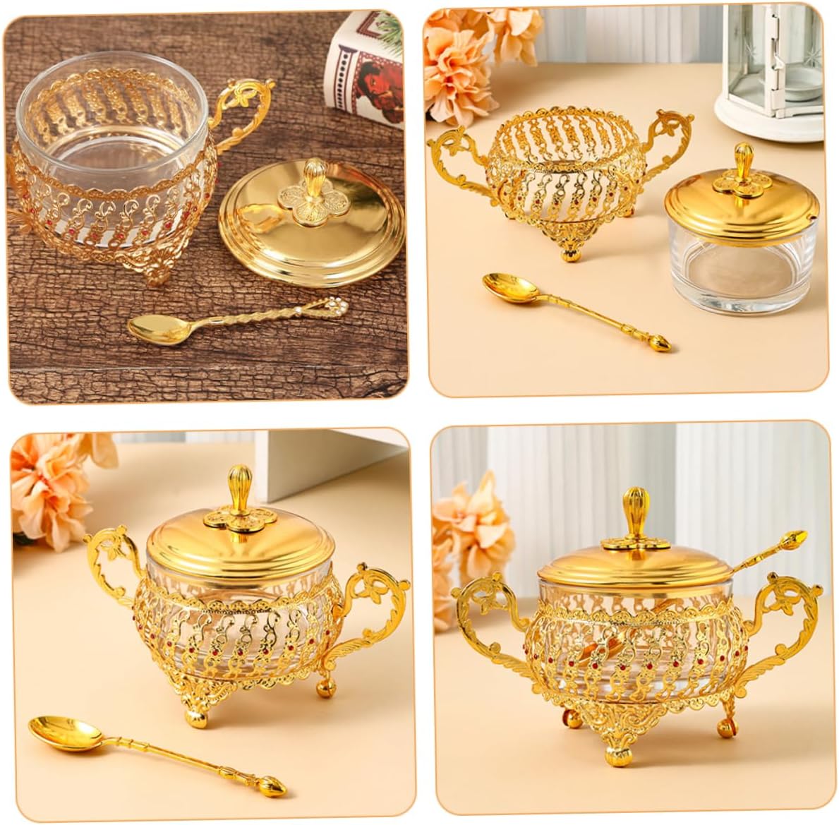Azucarero con tapa y cuchara,  - Kitchen Gadgets Gold reseña y precio
